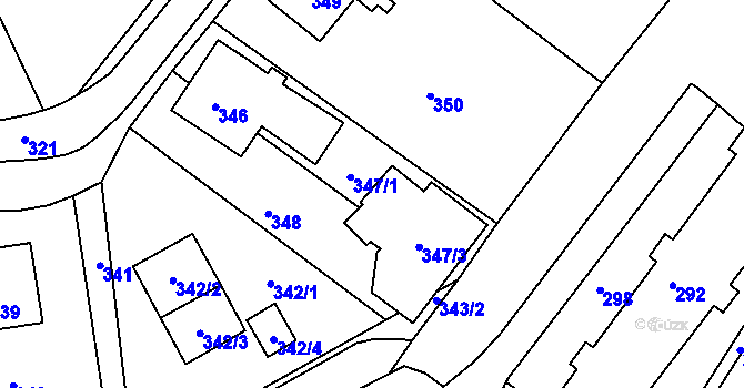 Parcela st. 347 v KÚ Rýmařov, Katastrální mapa
