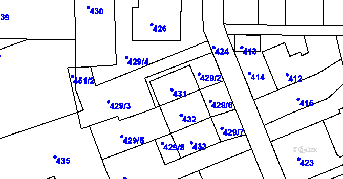 Parcela st. 431 v KÚ Rýmařov, Katastrální mapa