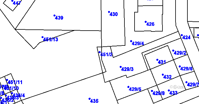 Parcela st. 451/2 v KÚ Rýmařov, Katastrální mapa