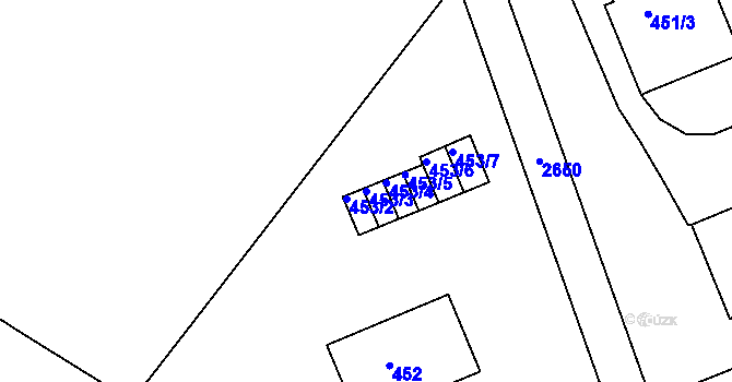 Parcela st. 453/3 v KÚ Rýmařov, Katastrální mapa