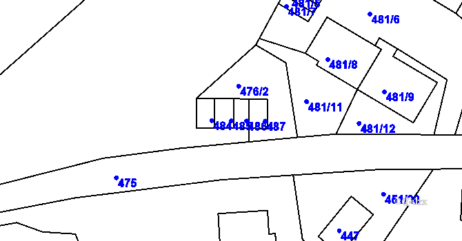 Parcela st. 485 v KÚ Rýmařov, Katastrální mapa