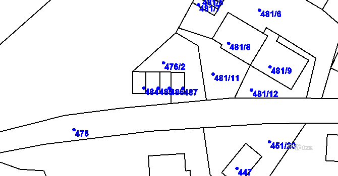 Parcela st. 486 v KÚ Rýmařov, Katastrální mapa