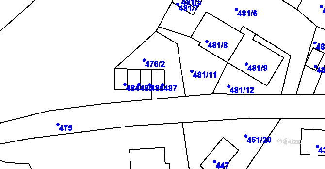 Parcela st. 487 v KÚ Rýmařov, Katastrální mapa