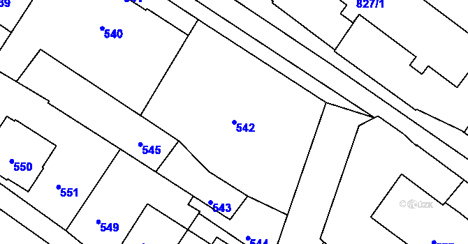 Parcela st. 542 v KÚ Rýmařov, Katastrální mapa