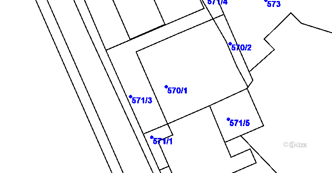 Parcela st. 570/1 v KÚ Rýmařov, Katastrální mapa