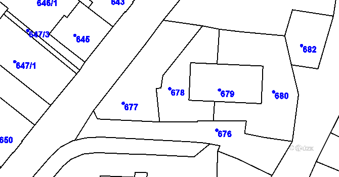 Parcela st. 678 v KÚ Rýmařov, Katastrální mapa