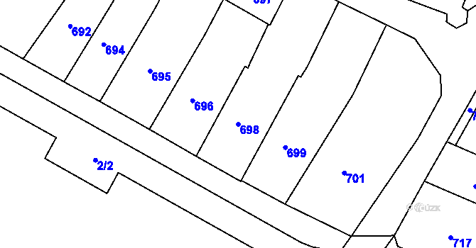Parcela st. 698 v KÚ Rýmařov, Katastrální mapa