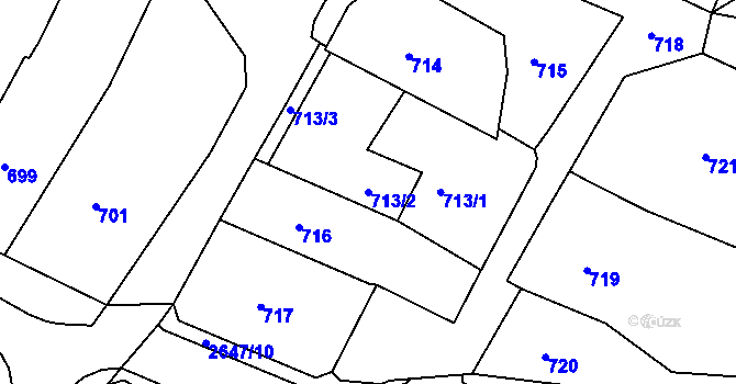 Parcela st. 713/2 v KÚ Rýmařov, Katastrální mapa