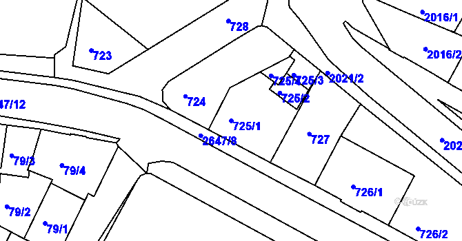 Parcela st. 725/1 v KÚ Rýmařov, Katastrální mapa