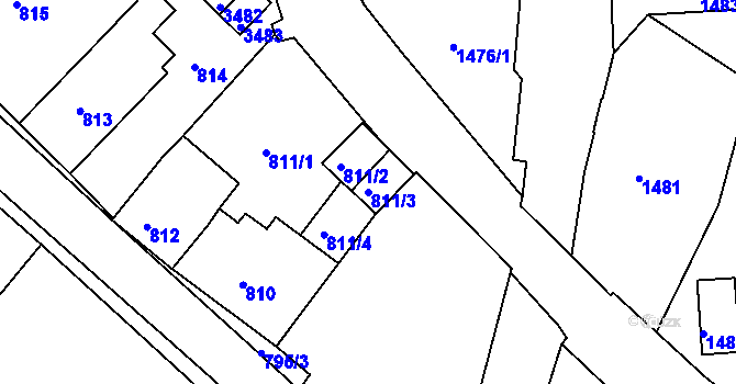 Parcela st. 811/3 v KÚ Rýmařov, Katastrální mapa