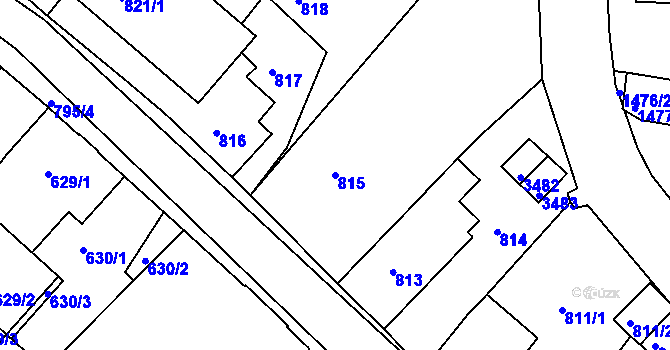 Parcela st. 815 v KÚ Rýmařov, Katastrální mapa