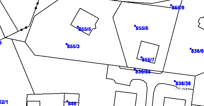 Parcela st. 855/4 v KÚ Rýmařov, Katastrální mapa