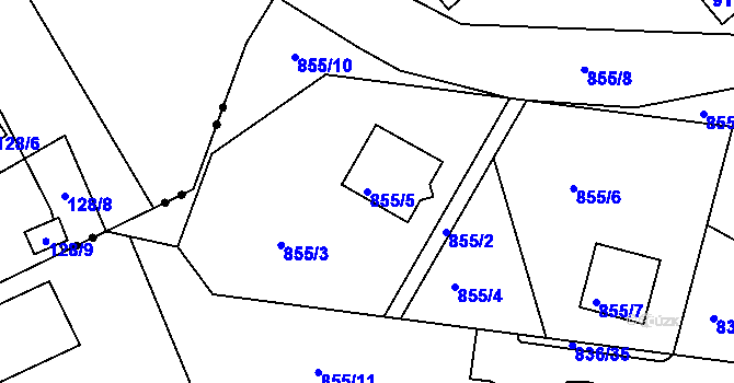Parcela st. 855/5 v KÚ Rýmařov, Katastrální mapa