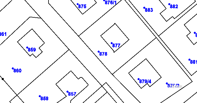 Parcela st. 878 v KÚ Rýmařov, Katastrální mapa