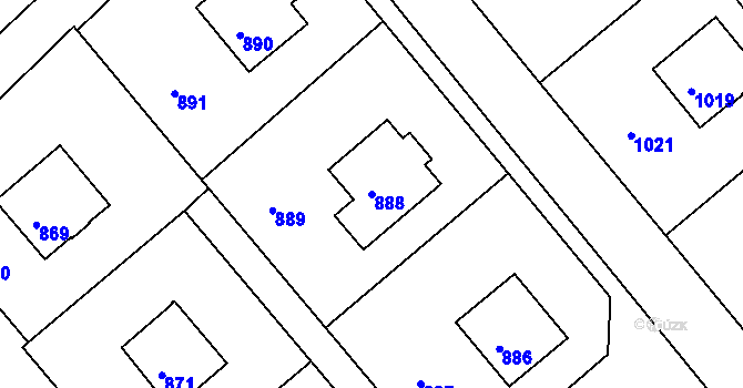 Parcela st. 888 v KÚ Rýmařov, Katastrální mapa