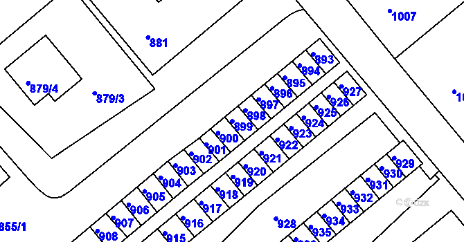 Parcela st. 899 v KÚ Rýmařov, Katastrální mapa
