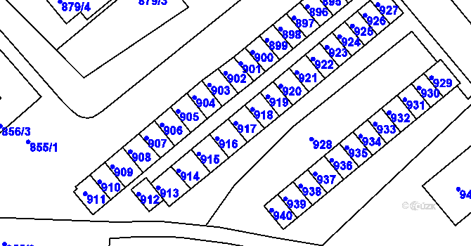 Parcela st. 917 v KÚ Rýmařov, Katastrální mapa