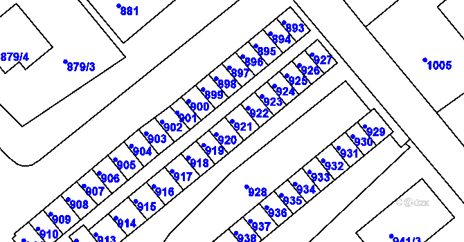 Parcela st. 921 v KÚ Rýmařov, Katastrální mapa