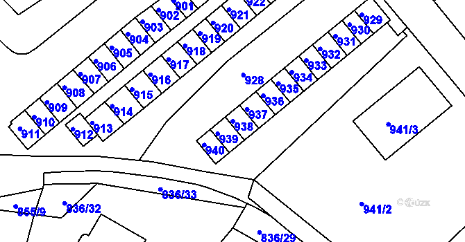 Parcela st. 938 v KÚ Rýmařov, Katastrální mapa