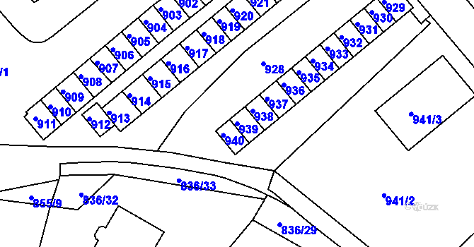 Parcela st. 939 v KÚ Rýmařov, Katastrální mapa