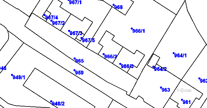 Parcela st. 966/2 v KÚ Rýmařov, Katastrální mapa