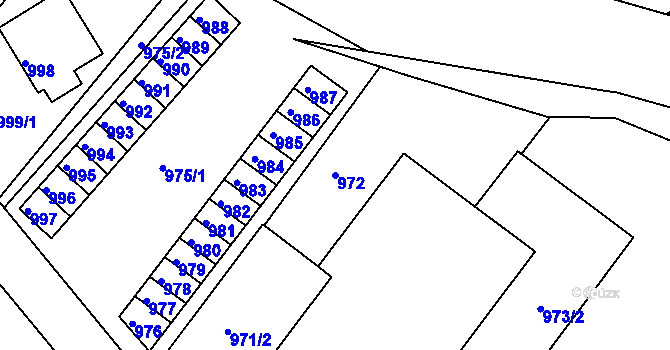 Parcela st. 972 v KÚ Rýmařov, Katastrální mapa