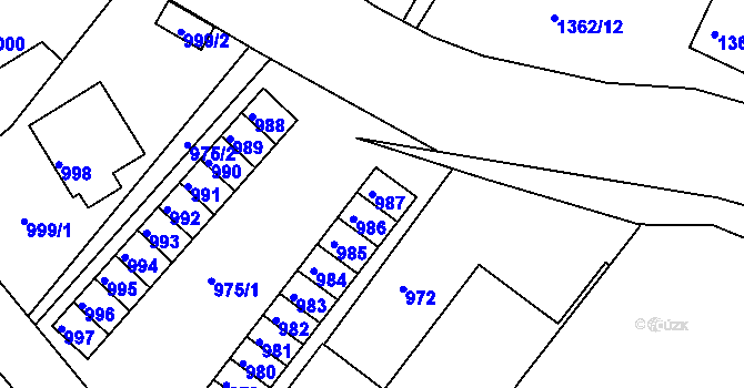 Parcela st. 987 v KÚ Rýmařov, Katastrální mapa