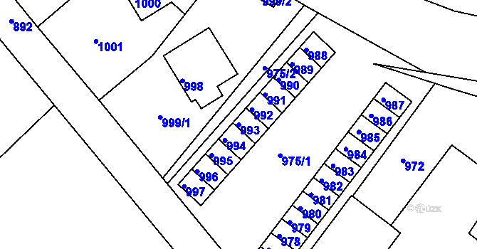 Parcela st. 993 v KÚ Rýmařov, Katastrální mapa