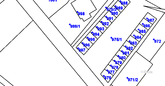 Parcela st. 996 v KÚ Rýmařov, Katastrální mapa