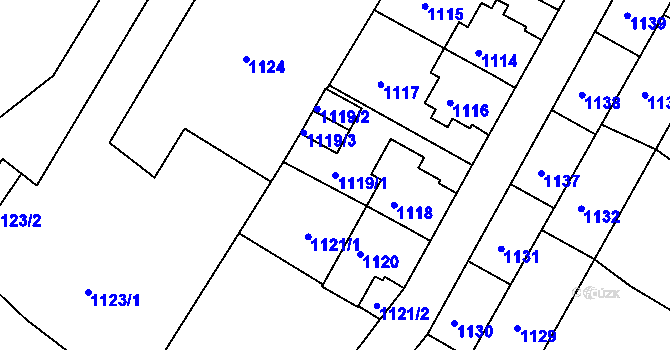 Parcela st. 1119/1 v KÚ Rýmařov, Katastrální mapa