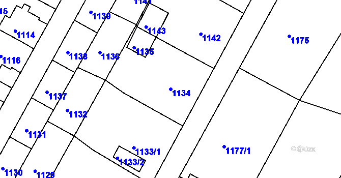 Parcela st. 1134 v KÚ Rýmařov, Katastrální mapa