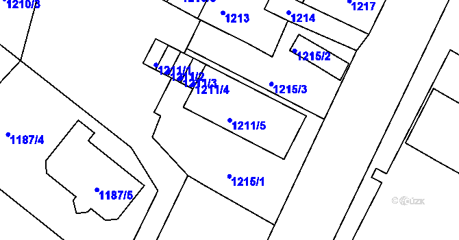 Parcela st. 1211/5 v KÚ Rýmařov, Katastrální mapa
