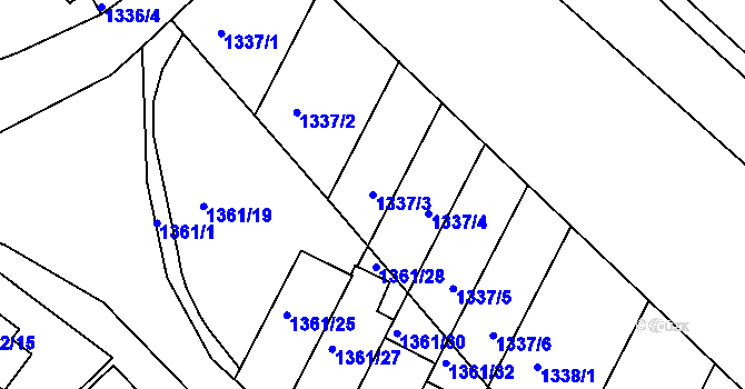 Parcela st. 1337/3 v KÚ Rýmařov, Katastrální mapa