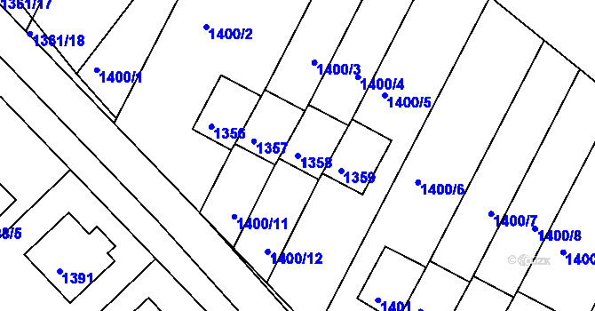 Parcela st. 1358 v KÚ Rýmařov, Katastrální mapa