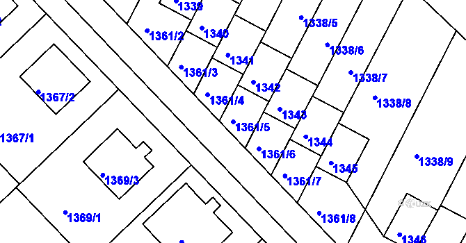 Parcela st. 1361/5 v KÚ Rýmařov, Katastrální mapa