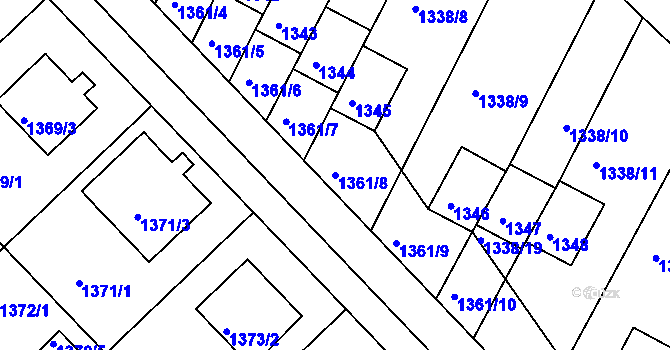 Parcela st. 1361/8 v KÚ Rýmařov, Katastrální mapa