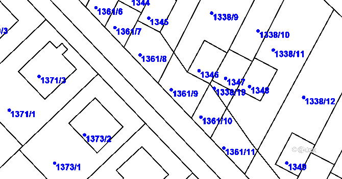 Parcela st. 1361/9 v KÚ Rýmařov, Katastrální mapa