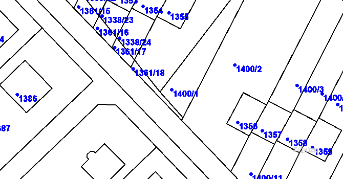 Parcela st. 1400/1 v KÚ Rýmařov, Katastrální mapa
