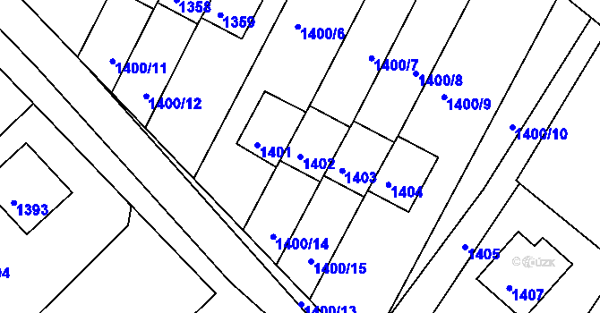 Parcela st. 1402 v KÚ Rýmařov, Katastrální mapa