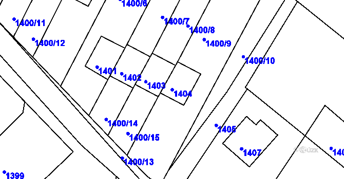 Parcela st. 1404 v KÚ Rýmařov, Katastrální mapa