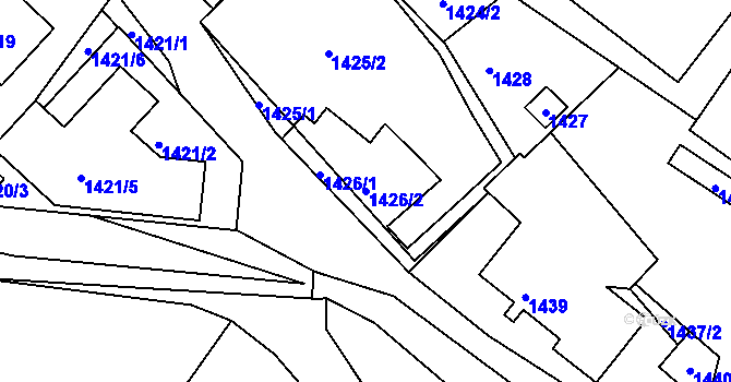 Parcela st. 1426/2 v KÚ Rýmařov, Katastrální mapa