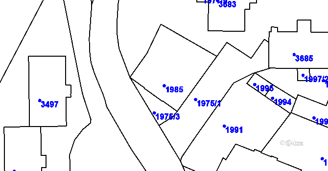 Parcela st. 1985 v KÚ Rýmařov, Katastrální mapa