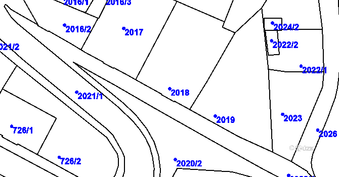 Parcela st. 2018 v KÚ Rýmařov, Katastrální mapa
