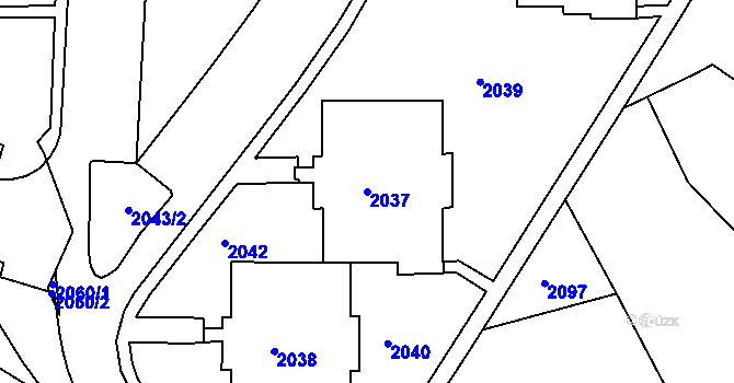 Parcela st. 2037 v KÚ Rýmařov, Katastrální mapa