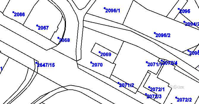 Parcela st. 2069 v KÚ Rýmařov, Katastrální mapa