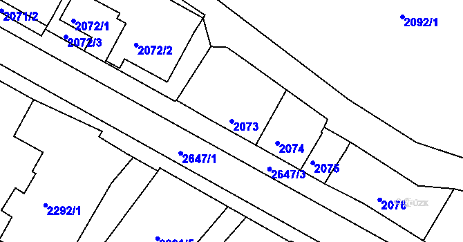 Parcela st. 2073 v KÚ Rýmařov, Katastrální mapa