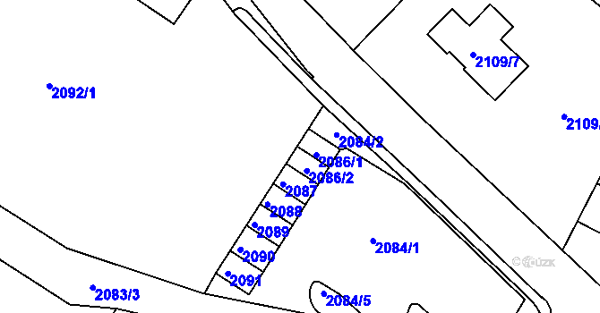 Parcela st. 2086 v KÚ Rýmařov, Katastrální mapa
