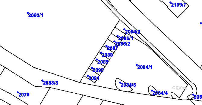 Parcela st. 2088 v KÚ Rýmařov, Katastrální mapa