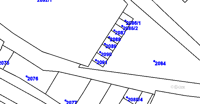 Parcela st. 2090 v KÚ Rýmařov, Katastrální mapa