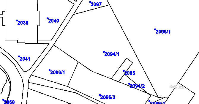 Parcela st. 2094 v KÚ Rýmařov, Katastrální mapa